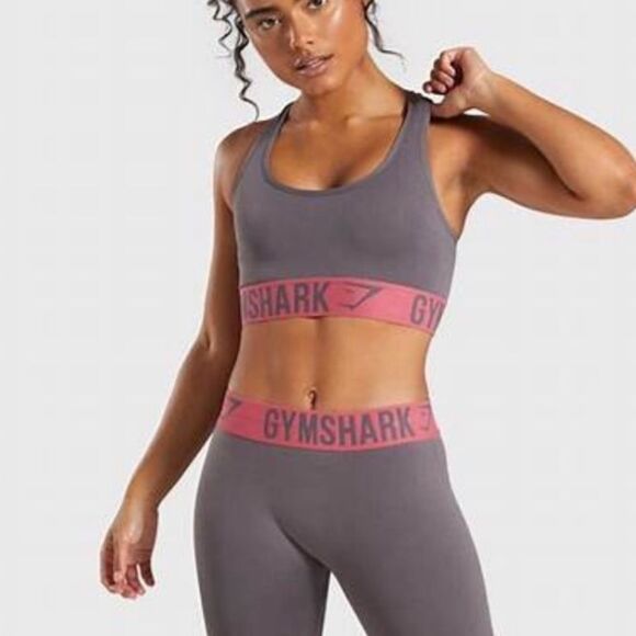 Gymshark Seamlesss Set in Large in Gray & Slate Rose Bra & Full Length Length - Picture 2 of 7